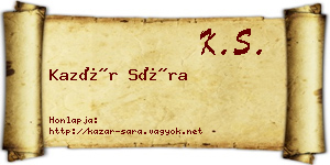 Kazár Sára névjegykártya